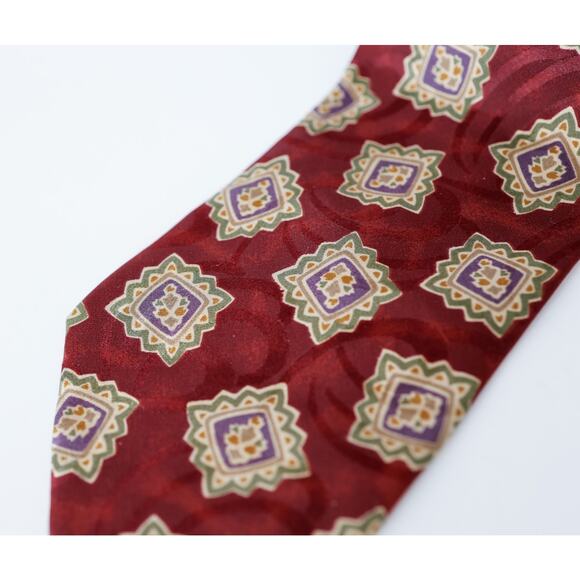 VTG 80s Valentino Italy Floral Mandilion Silk Tie 57" Retro Wedding Luxury Boho - Picture 9 of 16